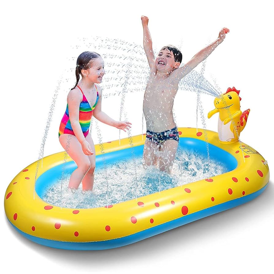 Amazon | VeroMan 噴水プール 恐竜 プール 噴水マット ホースに